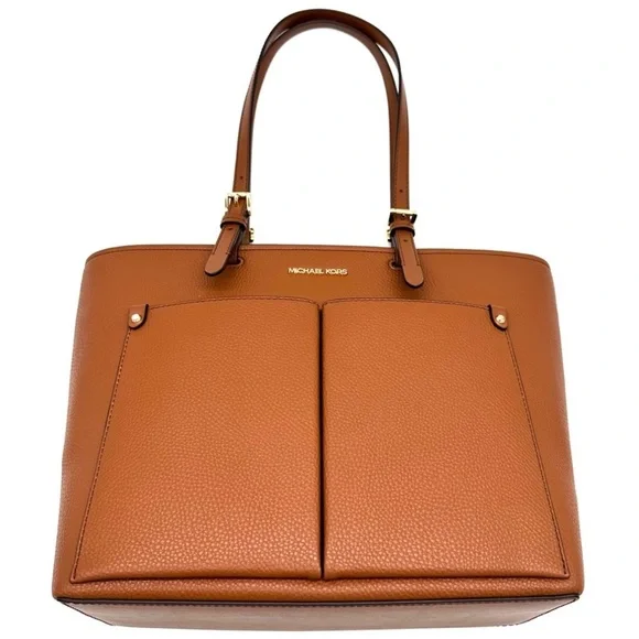 Michael Kors Jet Set Medium Pocket Tote Bag Luggage Brown